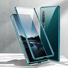 Luxury Aluminum Metal Frame Mirror Cover Case 360 Degrees M02 for Xiaomi Mi 10 Sky Blue
