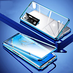 Luxury Aluminum Metal Frame Mirror Cover Case 360 Degrees M02 for Xiaomi Mi 10 Ultra Blue
