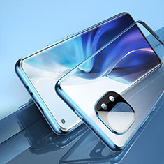 Luxury Aluminum Metal Frame Mirror Cover Case 360 Degrees M02 for Xiaomi Mi 11 Lite 4G Blue