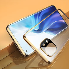 Luxury Aluminum Metal Frame Mirror Cover Case 360 Degrees M02 for Xiaomi Mi 11 Lite 5G Gold