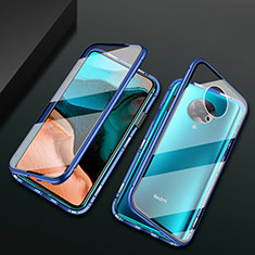 Luxury Aluminum Metal Frame Mirror Cover Case 360 Degrees M02 for Xiaomi Redmi K30 Pro 5G Blue
