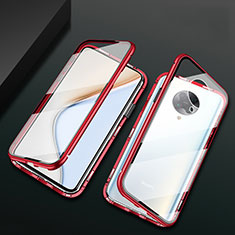 Luxury Aluminum Metal Frame Mirror Cover Case 360 Degrees M02 for Xiaomi Redmi K30 Pro 5G Red