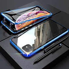 Luxury Aluminum Metal Frame Mirror Cover Case 360 Degrees M03 for Apple iPhone 11 Blue