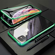 Luxury Aluminum Metal Frame Mirror Cover Case 360 Degrees M03 for Apple iPhone 11 Green