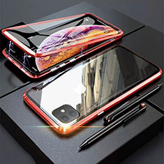 Luxury Aluminum Metal Frame Mirror Cover Case 360 Degrees M03 for Apple iPhone 11 Red