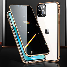 Luxury Aluminum Metal Frame Mirror Cover Case 360 Degrees M03 for Apple iPhone 13 Gold