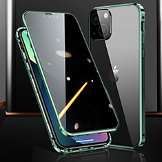 Luxury Aluminum Metal Frame Mirror Cover Case 360 Degrees M03 for Apple iPhone 13 Green