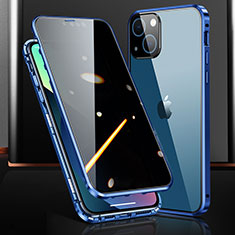 Luxury Aluminum Metal Frame Mirror Cover Case 360 Degrees M03 for Apple iPhone 13 Mini Blue