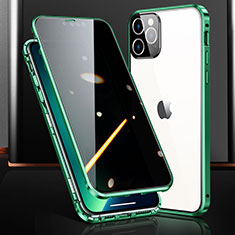 Luxury Aluminum Metal Frame Mirror Cover Case 360 Degrees M03 for Apple iPhone 13 Pro Max Green