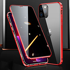 Luxury Aluminum Metal Frame Mirror Cover Case 360 Degrees M03 for Apple iPhone 13 Pro Max Red