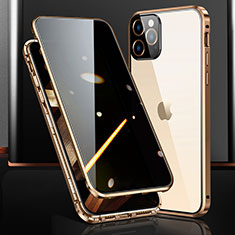 Luxury Aluminum Metal Frame Mirror Cover Case 360 Degrees M03 for Apple iPhone 14 Pro Gold
