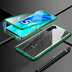 Luxury Aluminum Metal Frame Mirror Cover Case 360 Degrees M03 for Huawei Mate 40 Lite 5G Green