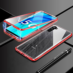 Luxury Aluminum Metal Frame Mirror Cover Case 360 Degrees M03 for Huawei Mate 40 Lite 5G Red