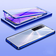 Luxury Aluminum Metal Frame Mirror Cover Case 360 Degrees M03 for Huawei Nova 7 Pro 5G Blue