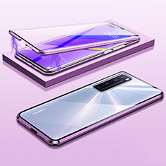 Luxury Aluminum Metal Frame Mirror Cover Case 360 Degrees M03 for Huawei Nova 7 Pro 5G Purple