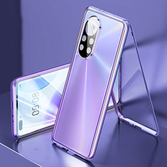 Luxury Aluminum Metal Frame Mirror Cover Case 360 Degrees M03 for Huawei Nova 8 Pro 5G Purple