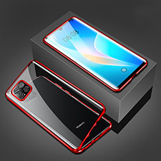 Luxury Aluminum Metal Frame Mirror Cover Case 360 Degrees M03 for Huawei Nova 8 SE 5G Red