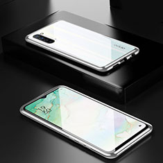 Luxury Aluminum Metal Frame Mirror Cover Case 360 Degrees M03 for Oppo Find X2 Lite Silver