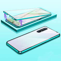 Luxury Aluminum Metal Frame Mirror Cover Case 360 Degrees M03 for Oppo Find X2 Neo Green