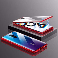 Luxury Aluminum Metal Frame Mirror Cover Case 360 Degrees M03 for Oppo Reno Ace Red