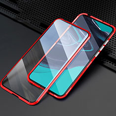 Luxury Aluminum Metal Frame Mirror Cover Case 360 Degrees M03 for Oppo Reno2 Red