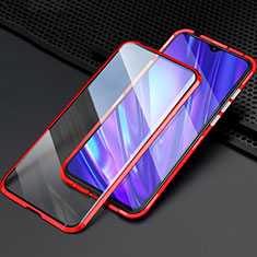 Luxury Aluminum Metal Frame Mirror Cover Case 360 Degrees M03 for Realme X2 Red