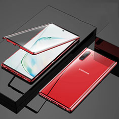 Luxury Aluminum Metal Frame Mirror Cover Case 360 Degrees M03 for Samsung Galaxy Note 10 Red