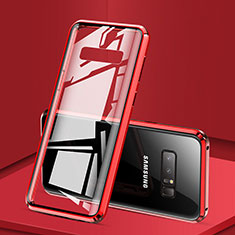 Luxury Aluminum Metal Frame Mirror Cover Case 360 Degrees M03 for Samsung Galaxy Note 8 Duos N950F Red