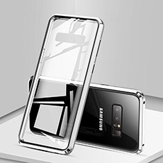 Luxury Aluminum Metal Frame Mirror Cover Case 360 Degrees M03 for Samsung Galaxy Note 8 Duos N950F Silver
