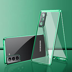 Luxury Aluminum Metal Frame Mirror Cover Case 360 Degrees M03 for Samsung Galaxy S22 Plus 5G Green