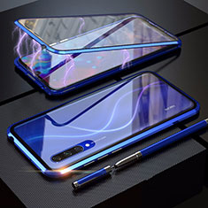 Luxury Aluminum Metal Frame Mirror Cover Case 360 Degrees M03 for Xiaomi CC9e Blue