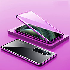 Luxury Aluminum Metal Frame Mirror Cover Case 360 Degrees M03 for Xiaomi Mi 10 Ultra Purple