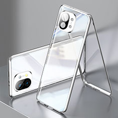Luxury Aluminum Metal Frame Mirror Cover Case 360 Degrees M03 for Xiaomi Mi 11 Lite 4G Silver