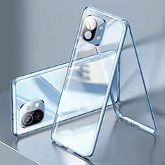 Luxury Aluminum Metal Frame Mirror Cover Case 360 Degrees M03 for Xiaomi Mi 11 Lite 5G NE Blue