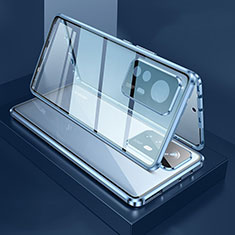 Luxury Aluminum Metal Frame Mirror Cover Case 360 Degrees M03 for Xiaomi Mi 12X 5G Blue
