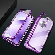 Luxury Aluminum Metal Frame Mirror Cover Case 360 Degrees M03 for Xiaomi Redmi K30 4G Purple