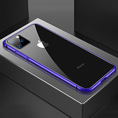 Luxury Aluminum Metal Frame Mirror Cover Case 360 Degrees M04 for Apple iPhone 11 Pro Purple