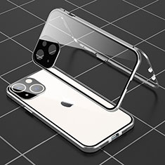 Luxury Aluminum Metal Frame Mirror Cover Case 360 Degrees M04 for Apple iPhone 13 Mini Silver