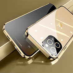 Luxury Aluminum Metal Frame Mirror Cover Case 360 Degrees M04 for Apple iPhone 13 Pro Gold