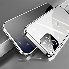 Luxury Aluminum Metal Frame Mirror Cover Case 360 Degrees M04 for Apple iPhone 13 Pro Silver