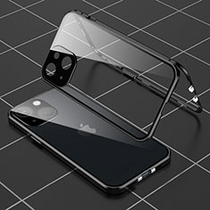 Luxury Aluminum Metal Frame Mirror Cover Case 360 Degrees M04 for Apple iPhone 14 Plus Black
