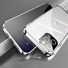 Luxury Aluminum Metal Frame Mirror Cover Case 360 Degrees M04 for Apple iPhone 14 Pro Silver