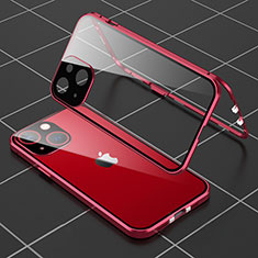 Luxury Aluminum Metal Frame Mirror Cover Case 360 Degrees M04 for Apple iPhone 14 Red