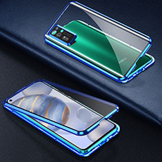 Luxury Aluminum Metal Frame Mirror Cover Case 360 Degrees M04 for Huawei Honor 30 Blue