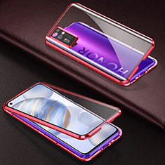 Luxury Aluminum Metal Frame Mirror Cover Case 360 Degrees M04 for Huawei Honor 30 Red