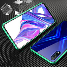 Luxury Aluminum Metal Frame Mirror Cover Case 360 Degrees M04 for Huawei Honor 9X Green