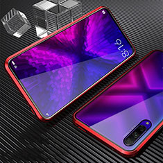 Luxury Aluminum Metal Frame Mirror Cover Case 360 Degrees M04 for Huawei Honor 9X Pro Red