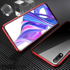 Luxury Aluminum Metal Frame Mirror Cover Case 360 Degrees M04 for Huawei Honor 9X Red