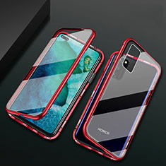 Luxury Aluminum Metal Frame Mirror Cover Case 360 Degrees M04 for Huawei Honor V30 5G Red