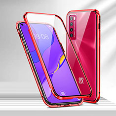 Luxury Aluminum Metal Frame Mirror Cover Case 360 Degrees M04 for Huawei Nova 7 5G Red